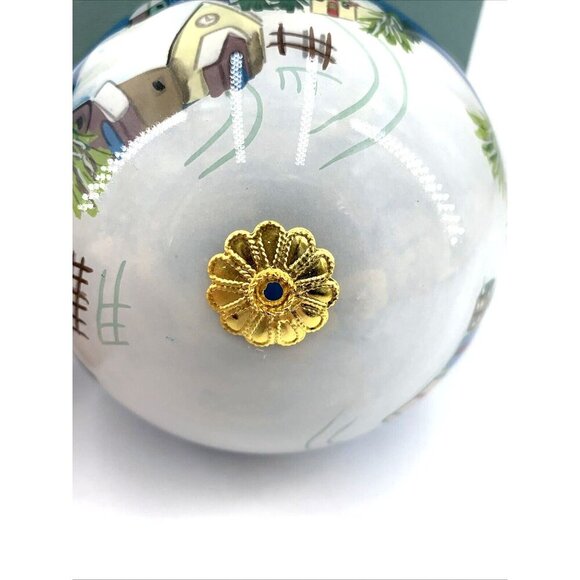 Pier 1 Le Bien Christmas Ornament Glass Snowman Santa 4" Reversed Painted 2019 - Picture 7 of 8